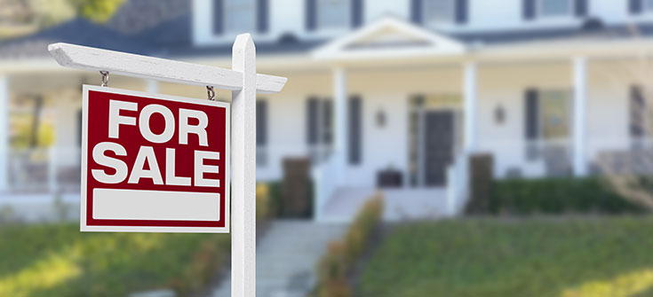 Home For Sale Sign in Front of New House